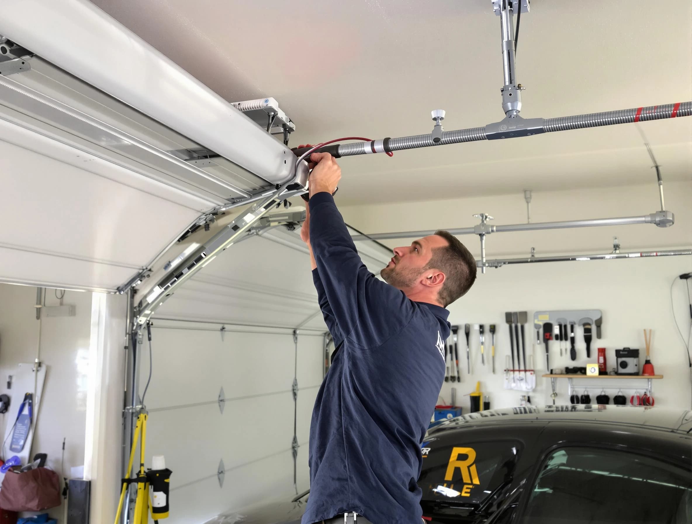 Norman Garage Door Repair technician performing garage door cable repair in Norman