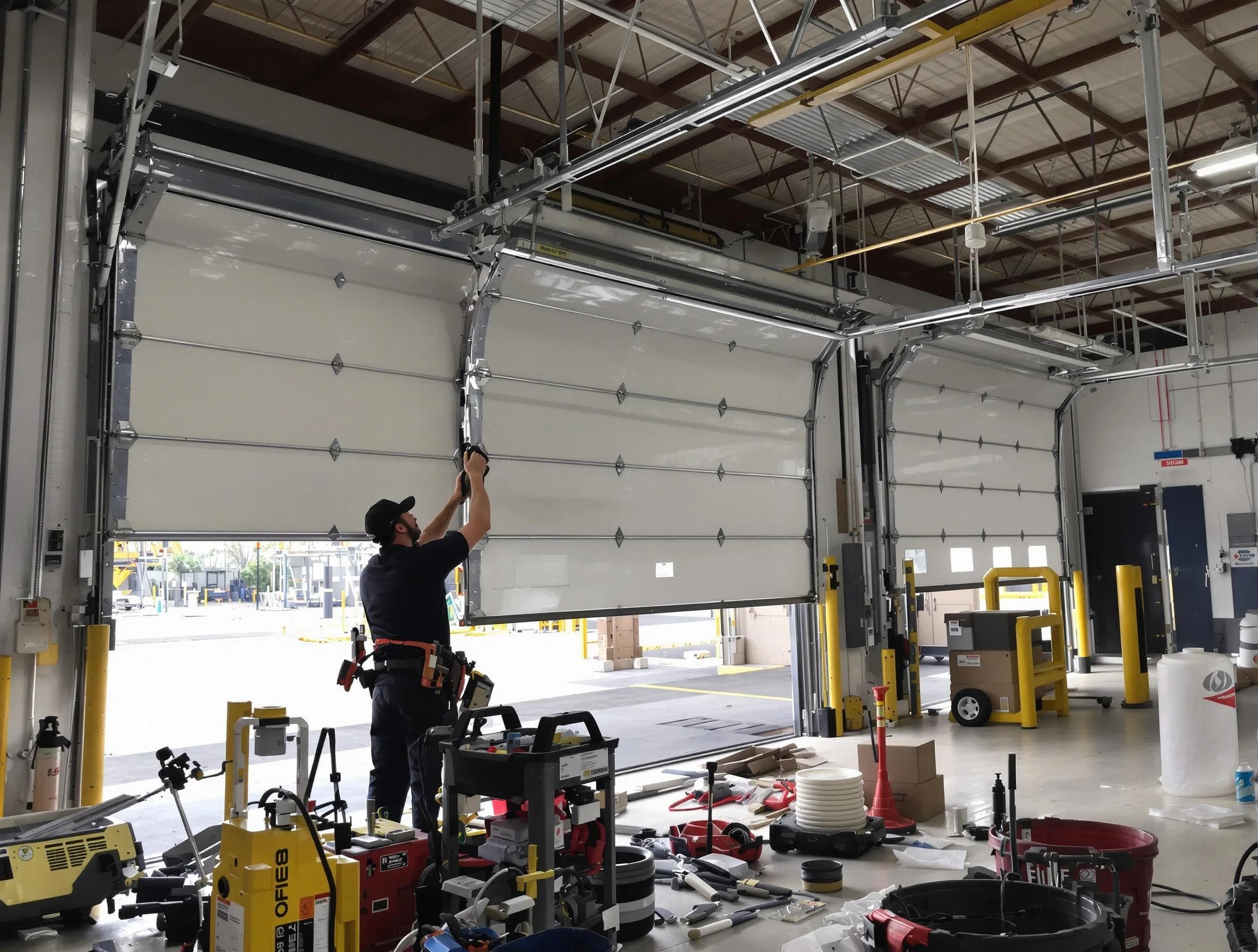 Norman Garage Door Repair technician performing commercial garage door repair in Norman