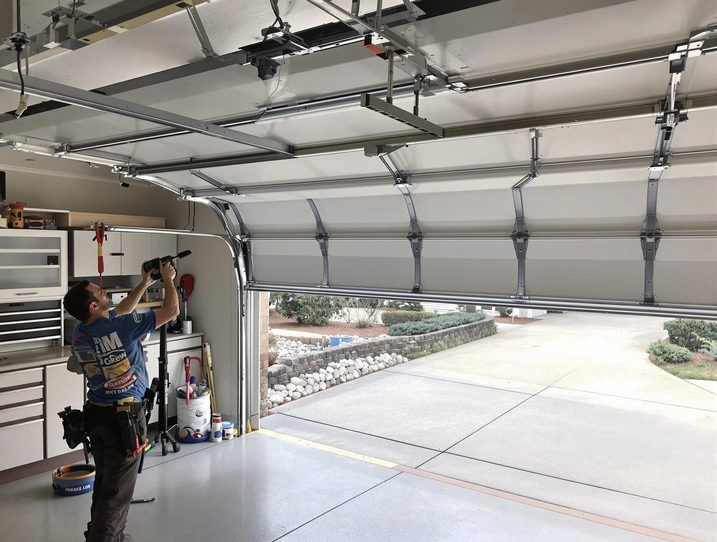 Garage door track repair service by Norman Garage Door Repair in Norman
