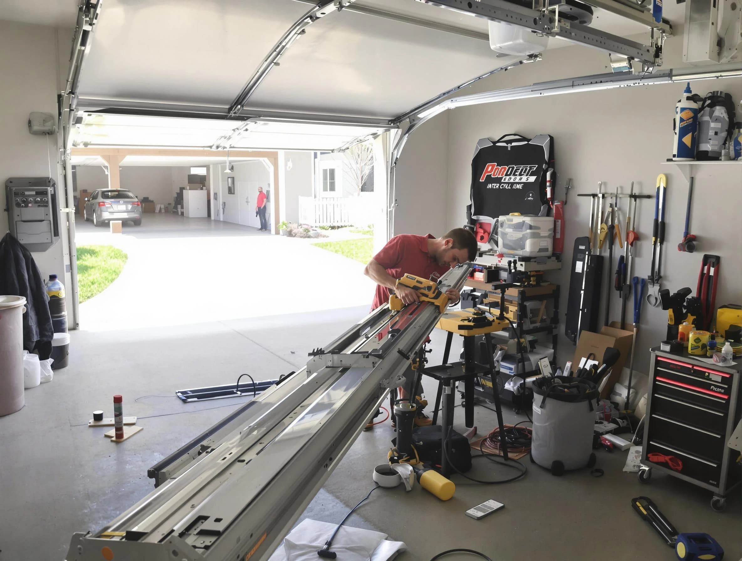 Norman Garage Door Repair expert performing track repair in Norman