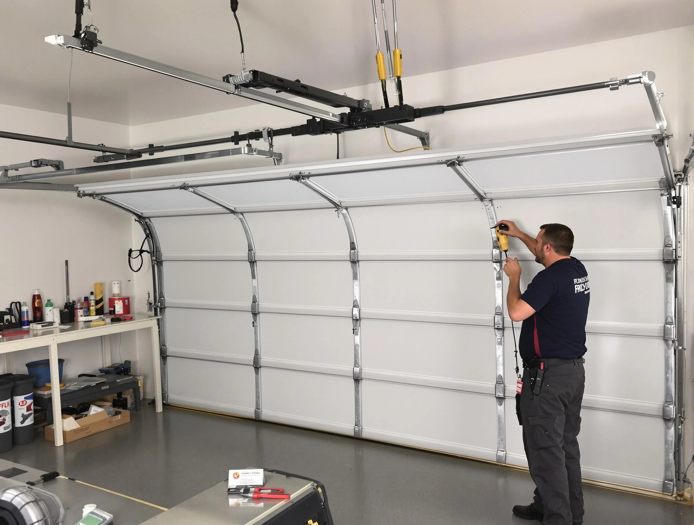 Norman Garage Door Repair certified technician performing overhead door system repair in Norman